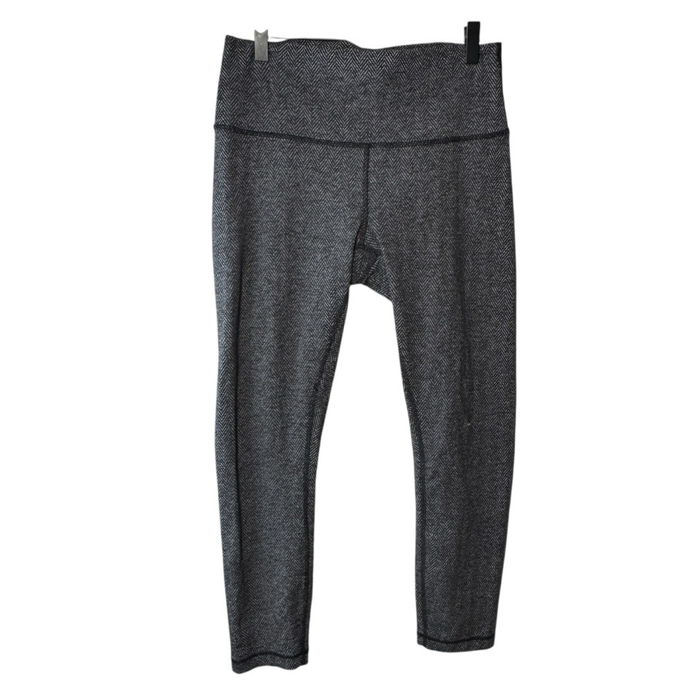 Lululemon Wunder Under Grey Herringbone High-Rise Leggings Size 8